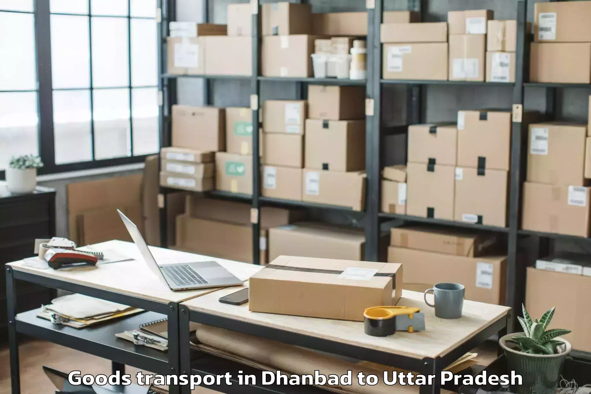 Easy Dhanbad to Bansdih Goods Transport Booking